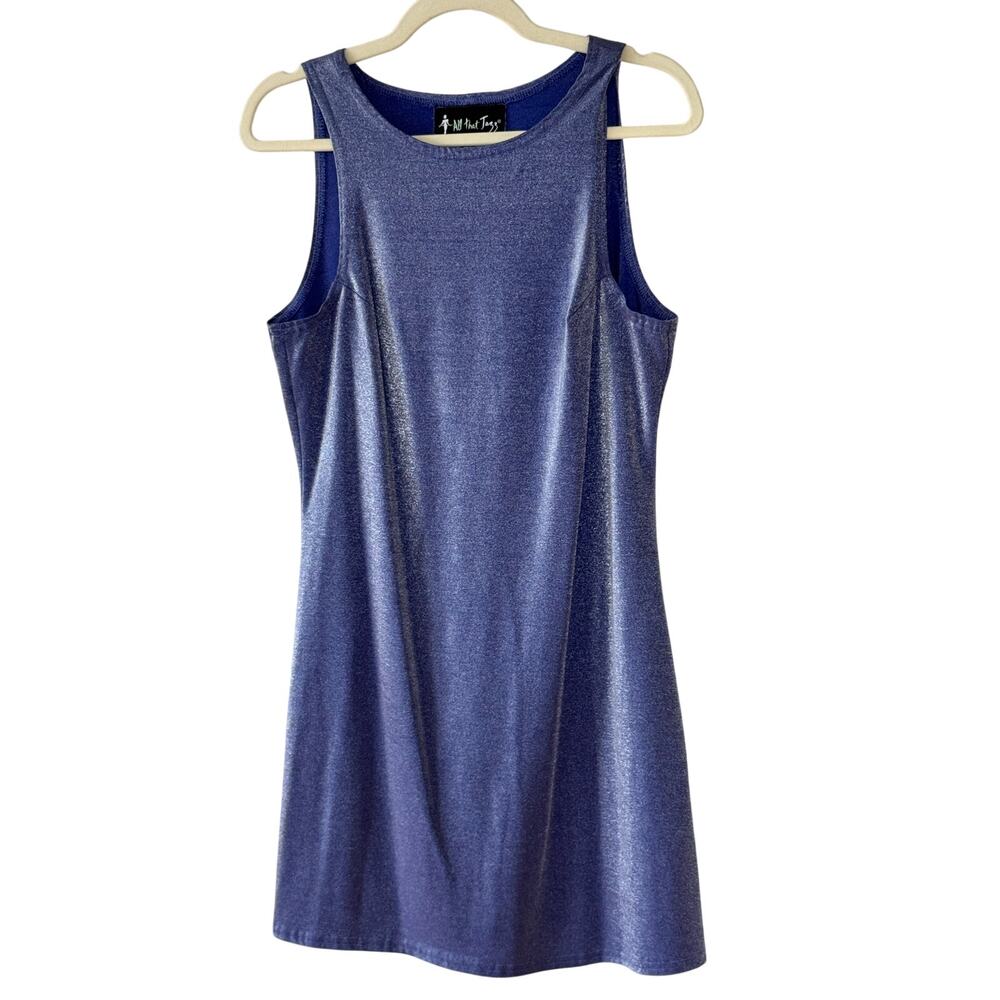 VTG 90s Purple Blue Shimmer Tank Shift Dress Sex And The City Carrie Bradshaw M